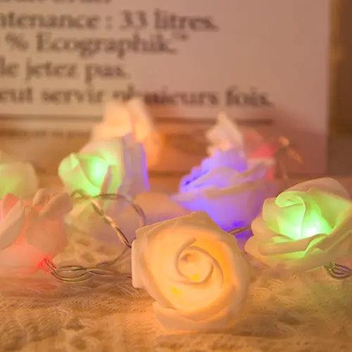 Rose String Lights Battery Operated Flower Garland Fairy Lights Valentine Wedding Party Decoration Christmas Home Decor Lights - Image 5