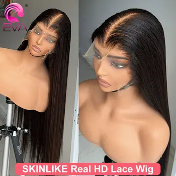 Eva 13x6 HD Lace Full Frontal Wig Raw bone straight Human Hair Wigs Glueless HD Lace Closure Wig Pre Plucked Invisible Real HD