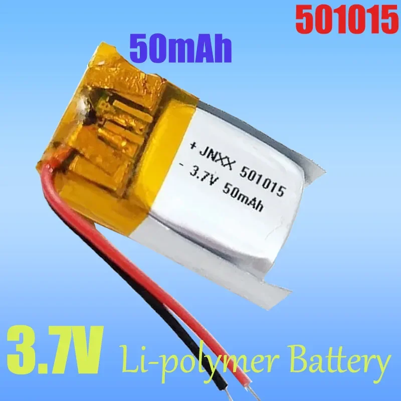 

50pcs 3.7V 501015 50mAh Polyme Li-ion Batter for MP3 MP4 MP5 Bluetooth Headset Hearing Aid Speaker Headphones GPS Locator Counte