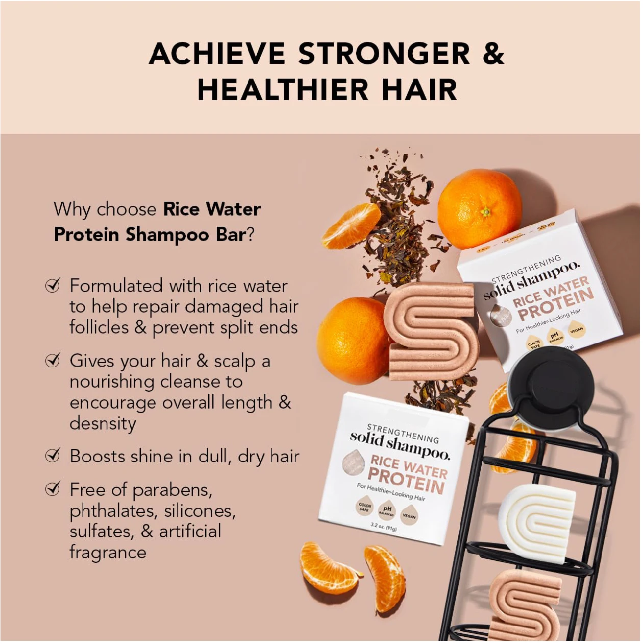 2PCS Rice Shampoo and Conditioner Bar for Hair Growth Strengthening