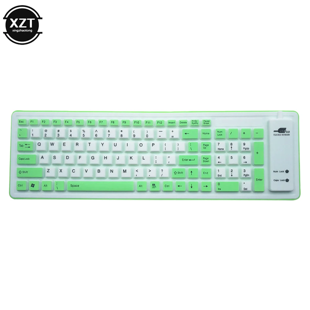 Chaves Portátil Silencioso Teclado de Silicone Dobrável Usb com Fio Flexível Macio Impermeável Rolo Acima do Teclado de Sílica Gel para Computador Portátil 103 - Imagem 5