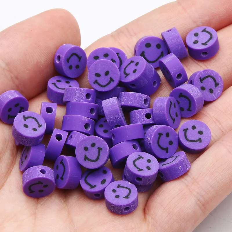 20/50/100 stücke Mixed Lächeln Gesicht Polymer Clay Perlen Runde Ton Spacer Perlen Für Schmuck Machen Diy Armband handgemachte Accessoires – Detail 12