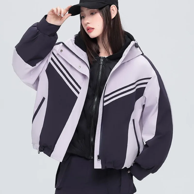 Women White Duck Down Jacket Winter Coat Female Charge Suit Three Piece Set Parkas Warm Thick Outwear Short Hooded Overcoat