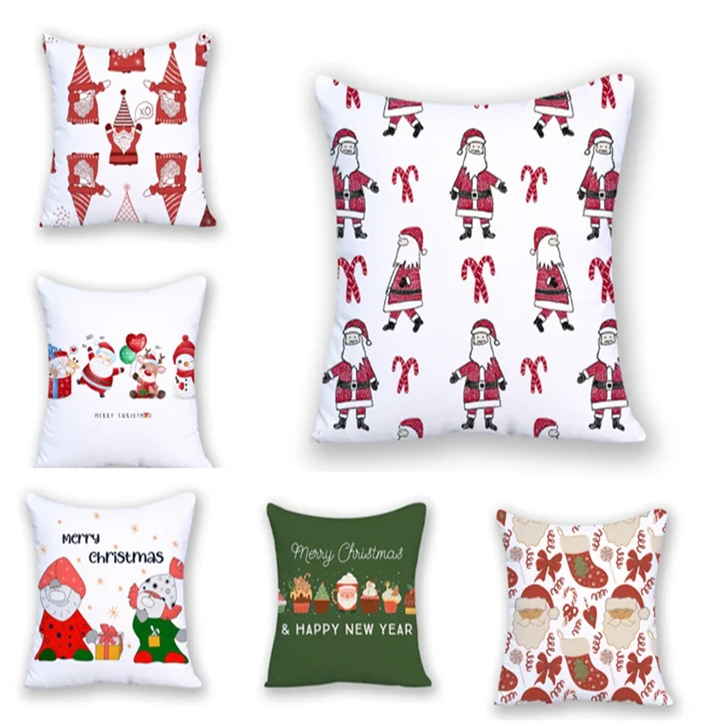 

Christmas Printing Pillowcase Candy Pillow Cover Sofa White Santa Claus Cushion Covers Bed Sofa Home Decors 2024 Hot Sale DF1152