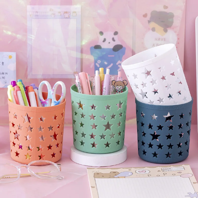 Creative Hollow Stars Pen Pencil Pot Holder Brush Storage Container Desk Organizer Plastic Stationery Pen Holder Office Supplies pen holder pen and brush holder desk organizer brush holder