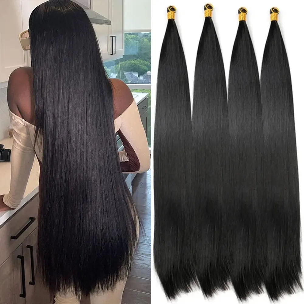 

Bone Straight Hair Bundles Salon Natural Hair Extensions Fake Fibers Super Long Synthetic Yaki Straight Hair Weaving Full to End