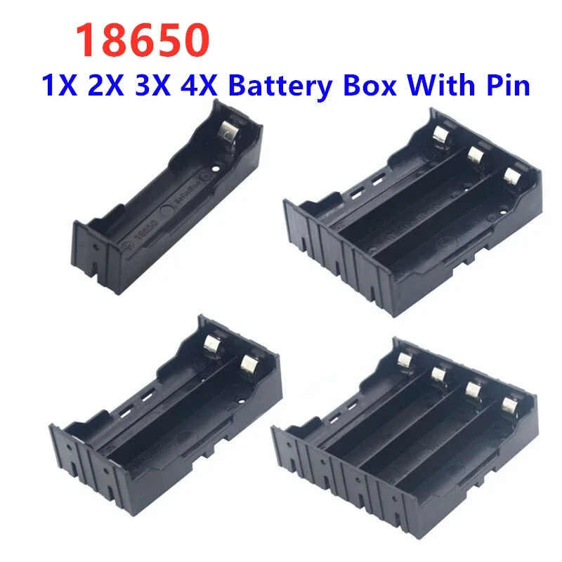 ABS 18650 Black Power Bank custodie 1X 2X 3X 4X 18650 batteria fai da te di alta qualità 1 2 3 4 Slot batterie contenitore con perno rigido