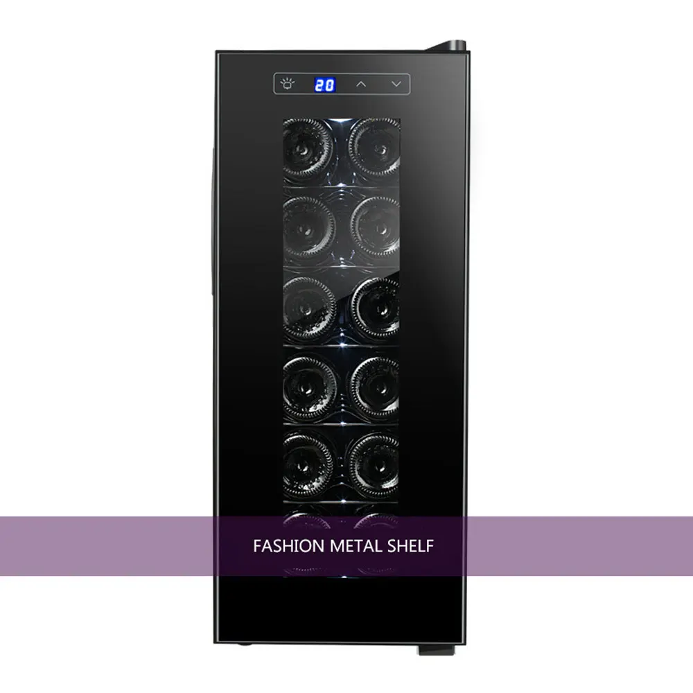12 Bottles Electronic Thermostatic Wine Storage Cabinet Mini Beverage Wine Cooler Refrigerator For Home Bar Office