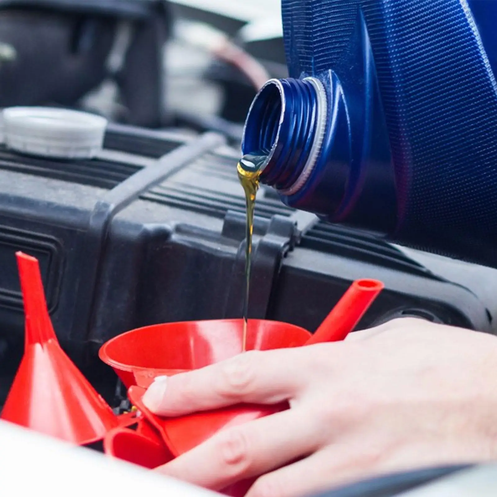 4pcs Funnels for Automotive Use Red Automotive Oil Funnel Set Wide Mouth Bottle Funnel Kitchen Funnel Flexible Oil Fill Funnel