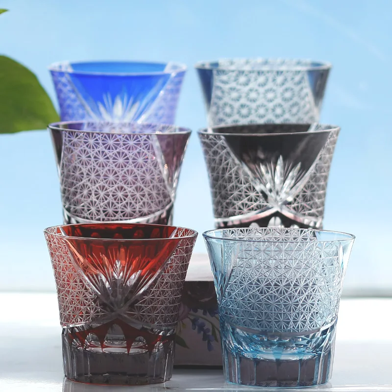 220 ml 7.5 oz Glass Whiskey Tumbler Edo Kiriko Glasses For Beer Juice Iced Coffee