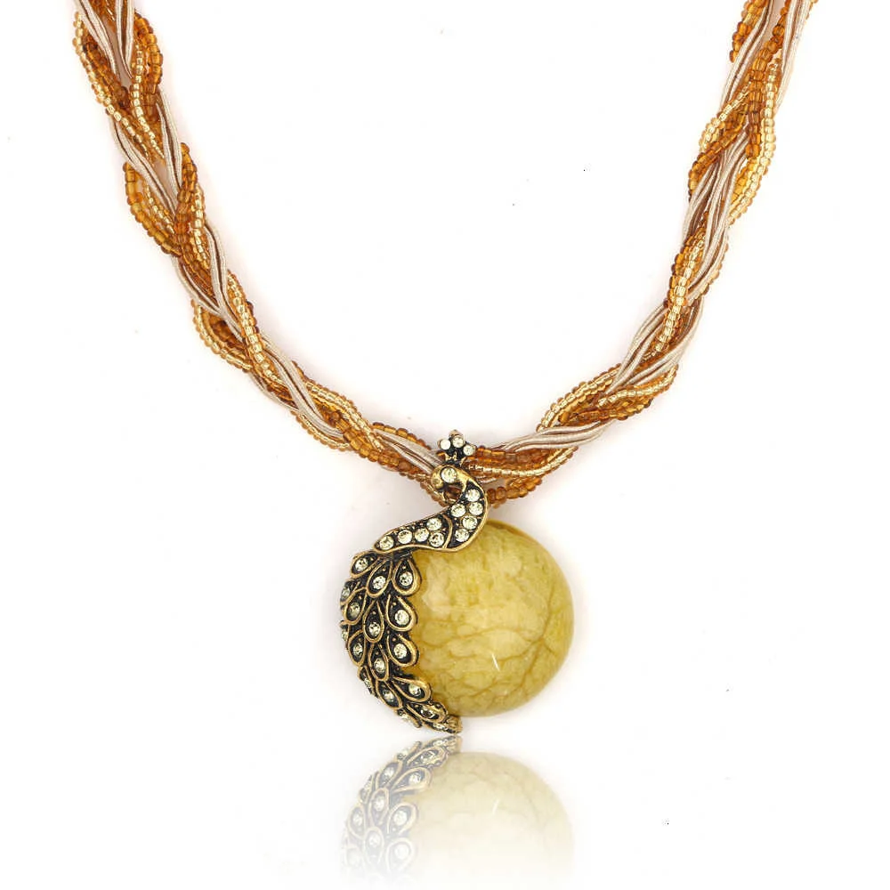 Böhmischen Perlen Anhänger Halskette für Frauen Mode Vintage Pfau Stein Halsketten Erklärung Maxi Collares Collier Femme – Detail 21