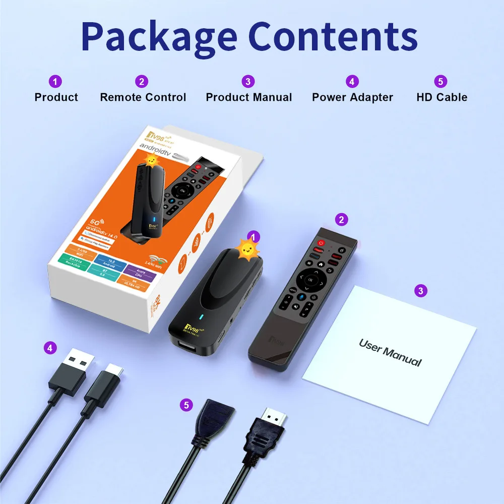 TV98 ATV X7 TV Stick 2GB16GB Android 14.0 Allwinner RK3518 Quad Core Wifi 4G 5G BT5.0 Voice Remote Smart Assistant HD 4K 8K iptv