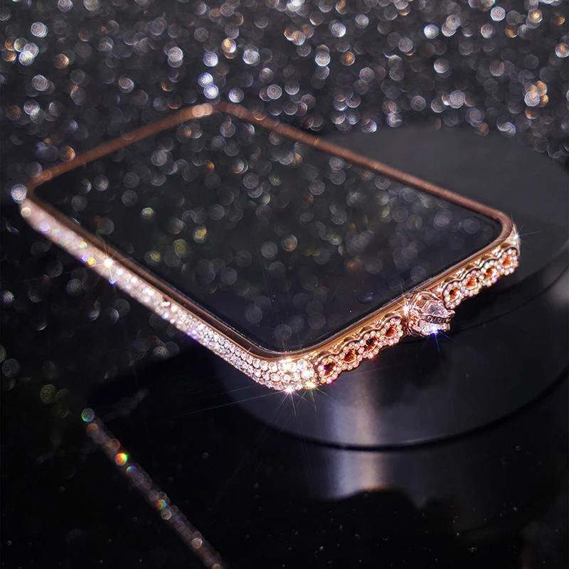 Bling Rhinestone Bumper Case Iphone 16 15 Pro Max 15 Plus Luxury Glitter Diamond Love Heart Metal Inlay Frame Cover Funda
