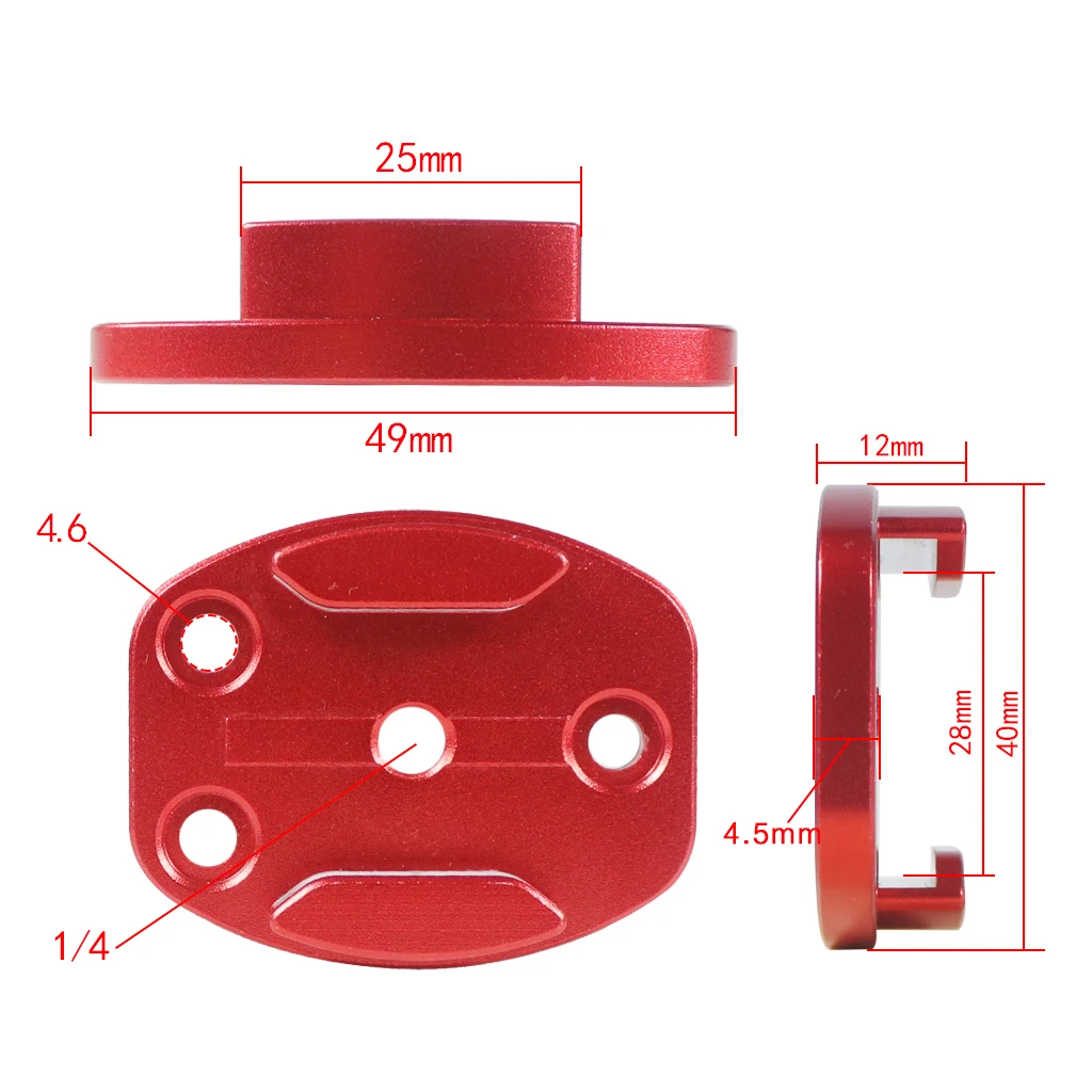 Aluminium CNC Schwarzer Flachflächen-Stativadapter für Gopro Hero 13 12 11 10 SJcam Yi DJI Action-Kamera mit 1/4" Schraubenloch – Detail 18
