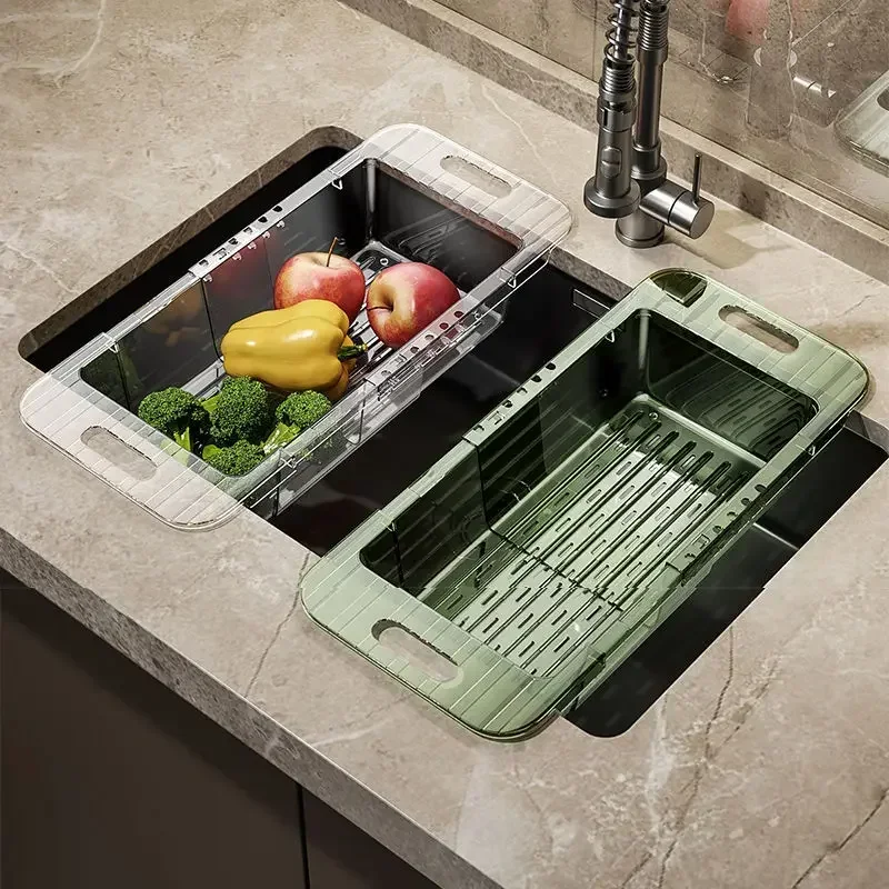 Kitchen telescopic drain rack vegetable sink drain basket household plastic sink filter basket pool vegetable rack
