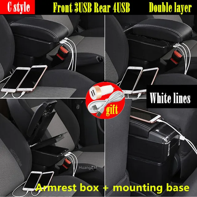 For Volkswagen T-ROC Armrest box For VW T ROC Car Armrest Center Storage  box Interior Retrofit USB Charging car accessories