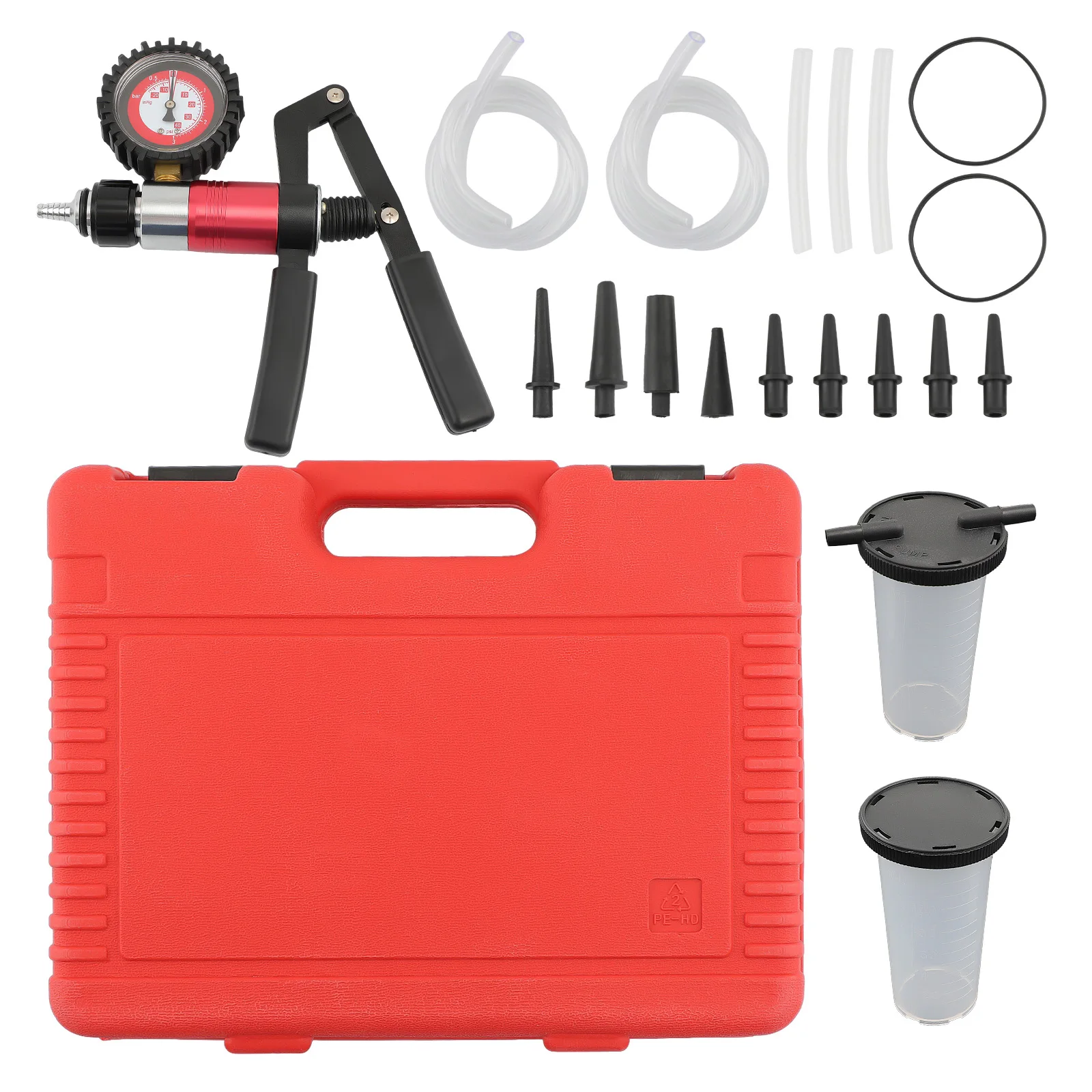 

Hand Held Vacuum Pump Brake Bleeder Set Bleed Tester Tool Kit Car Bike 22pc Tool for Car Motorbike