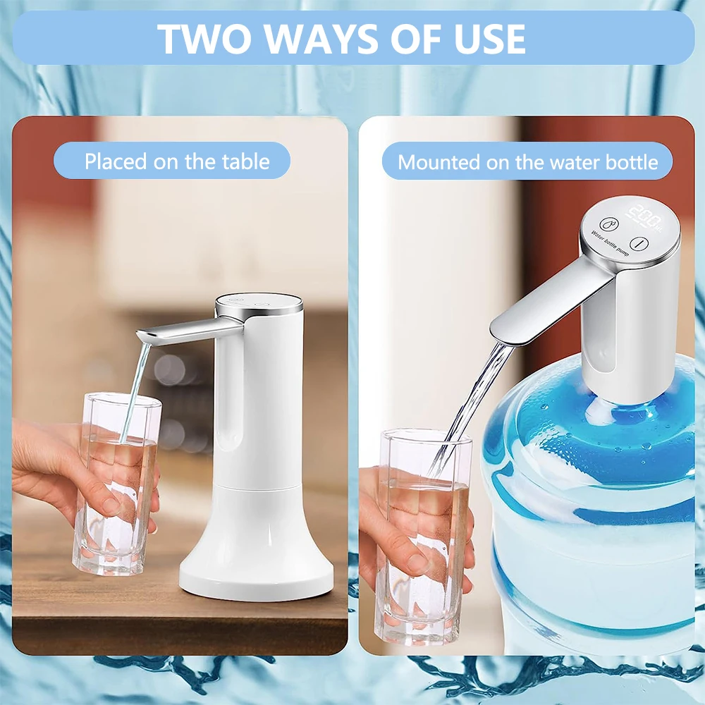 Electric Water Gallon Pump Automatic Water Pump 19 Liters Foldable Desktop Water Bottle Pump USB Rechargeable Water Dispenser 6