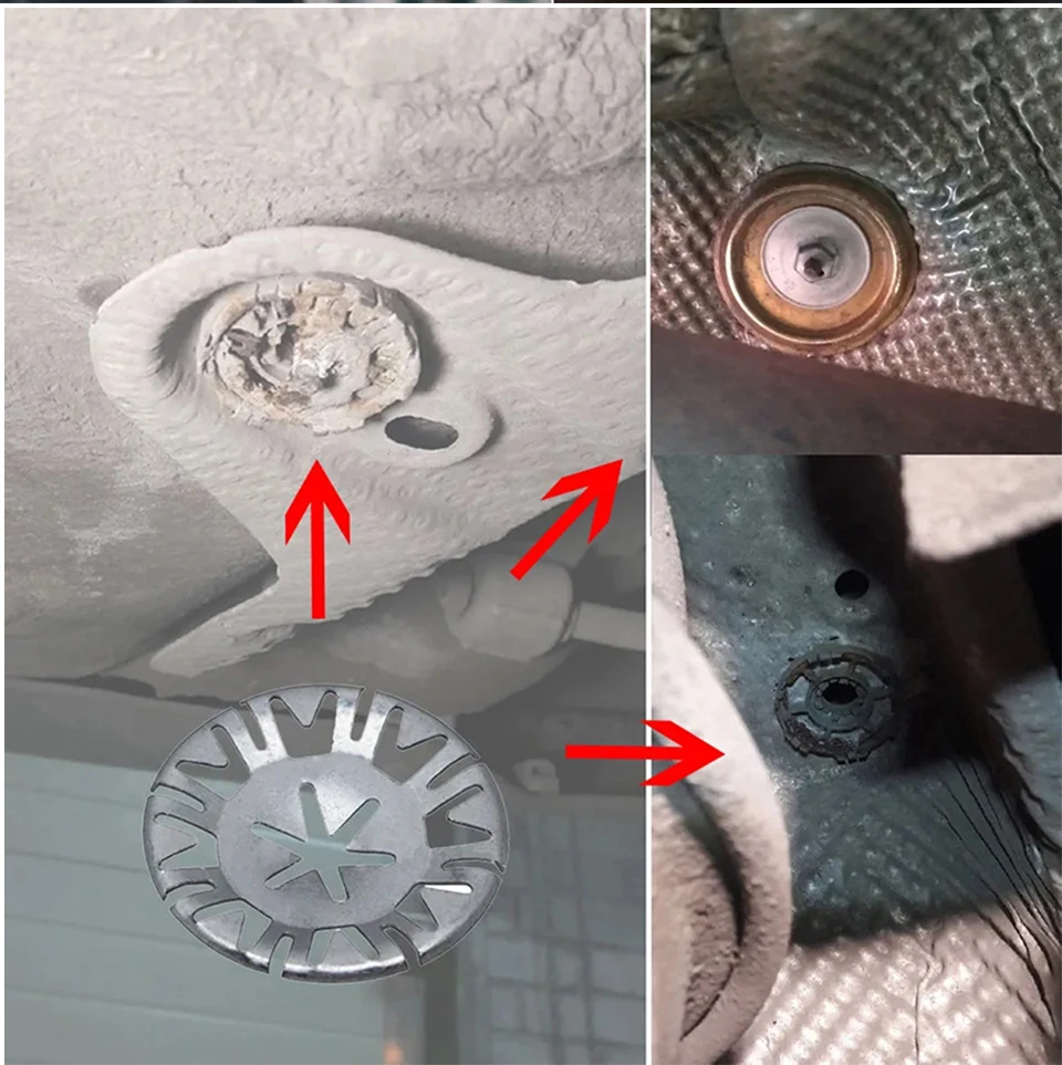 10 Stück Unterbodenschutz Auspuff-Hitzeschutzschild Metall-Federscheiben Befestigungsclip Mutter Isolierende METALLKLAMMER Autoteile Sofort Lieferbar Zubehör – Detail 6