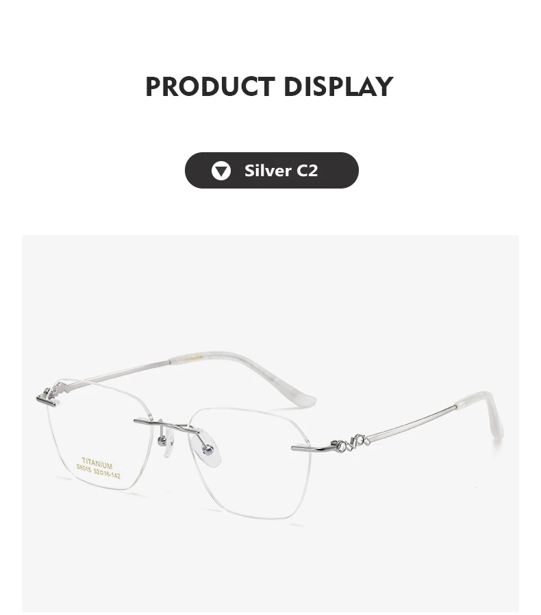 Oveliness Women's Rimless Flat Top Oval Titanium Eyeglasses Model Wearing