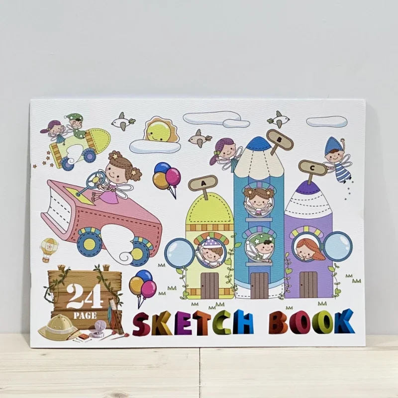 

24 Paper Cartoon A4 Sketchbook, Elementary School White Paper Drawing Book, Children's Coloring Book, 32K Speed Sketch Book