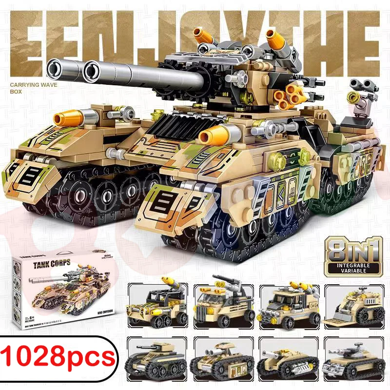 2024 WW2 Military Vehicle Tank 8in1 Airplane Truck Model Building Blocks DIY Bricks Kids Construction Toys Gifts for Boys Adult 5