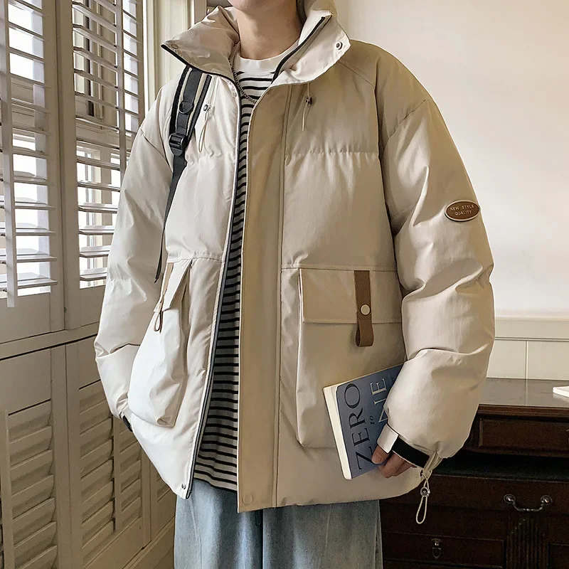 Colorful Men's Winter Jacket Korean Men's Puffer Coats Large Pocket Oversize Outwear Harajuku Hip Hop Winter Parka Male Clothing