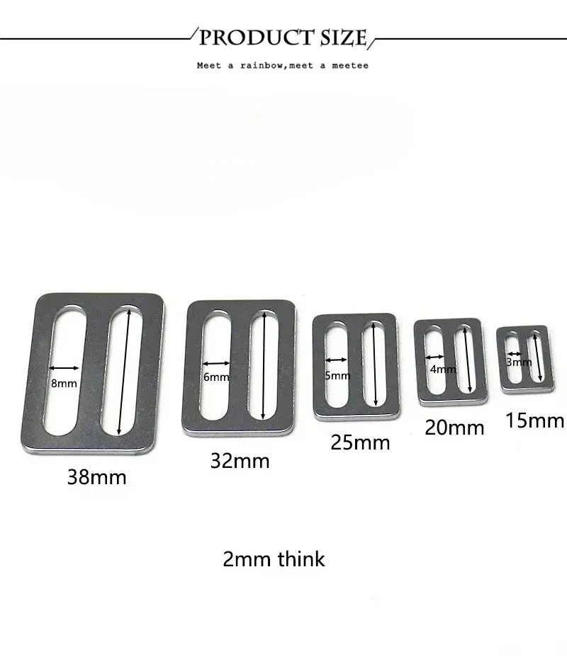 5/10Pcs 20-50mm Stainless Steel Tri-Glide Slider Buckles for Bag Strap Backpack Adjust Webbing Clips Clasp Bags Accessories