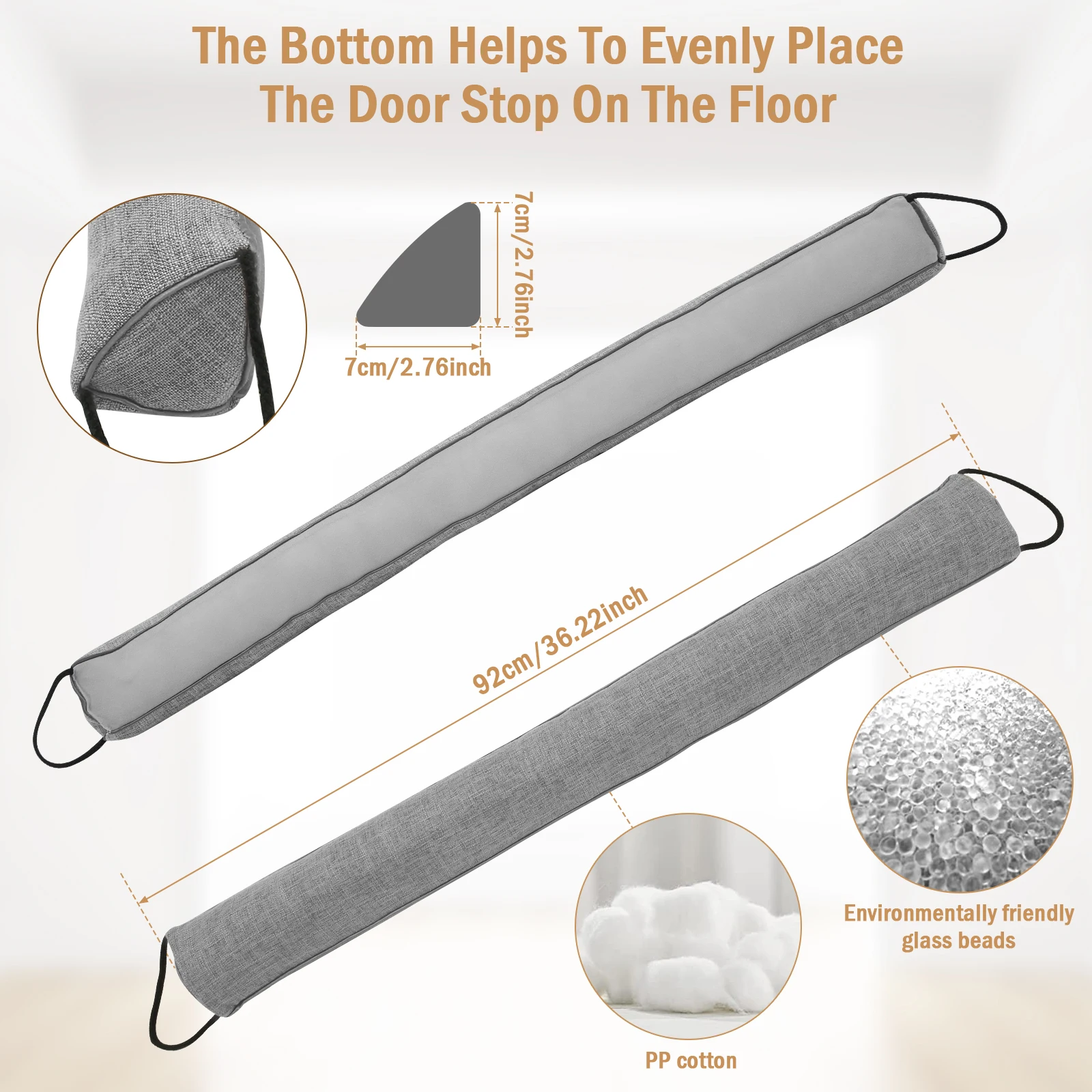 Under Door Draft Stopper - Heavy Duty Triangular Noise Blocker with Hanging Loops (1 or 2 Pack)