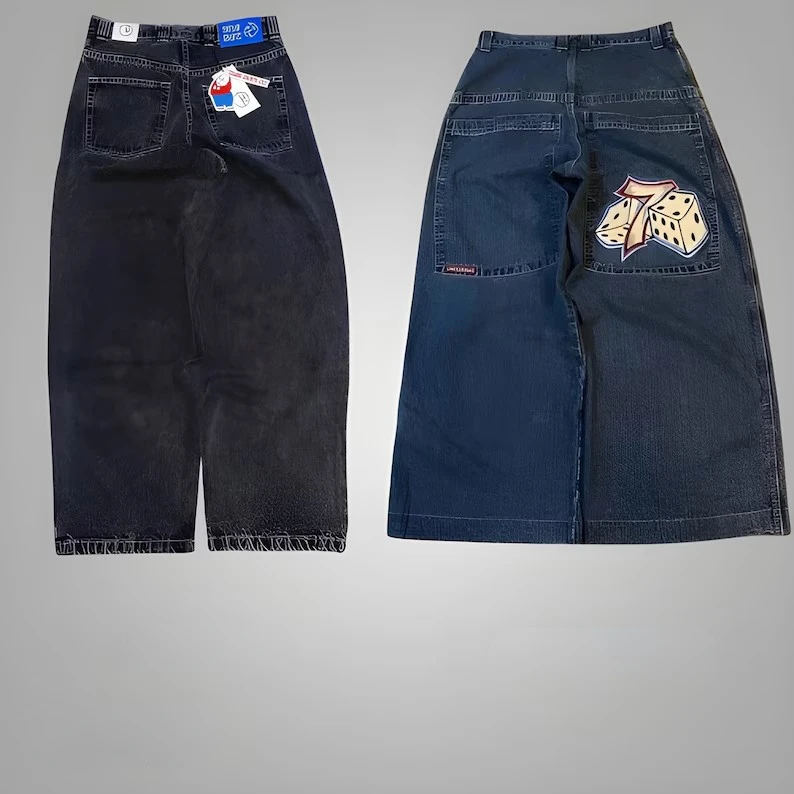 JNCO Y2K 남성용 헐렁한 청바지, 빈티지 자수 하이 퀄리티 청바지, 힙합 고스 스트리트웨어, 하라주쿠 남성 여성 캐주얼 와이드 레그 청바지
