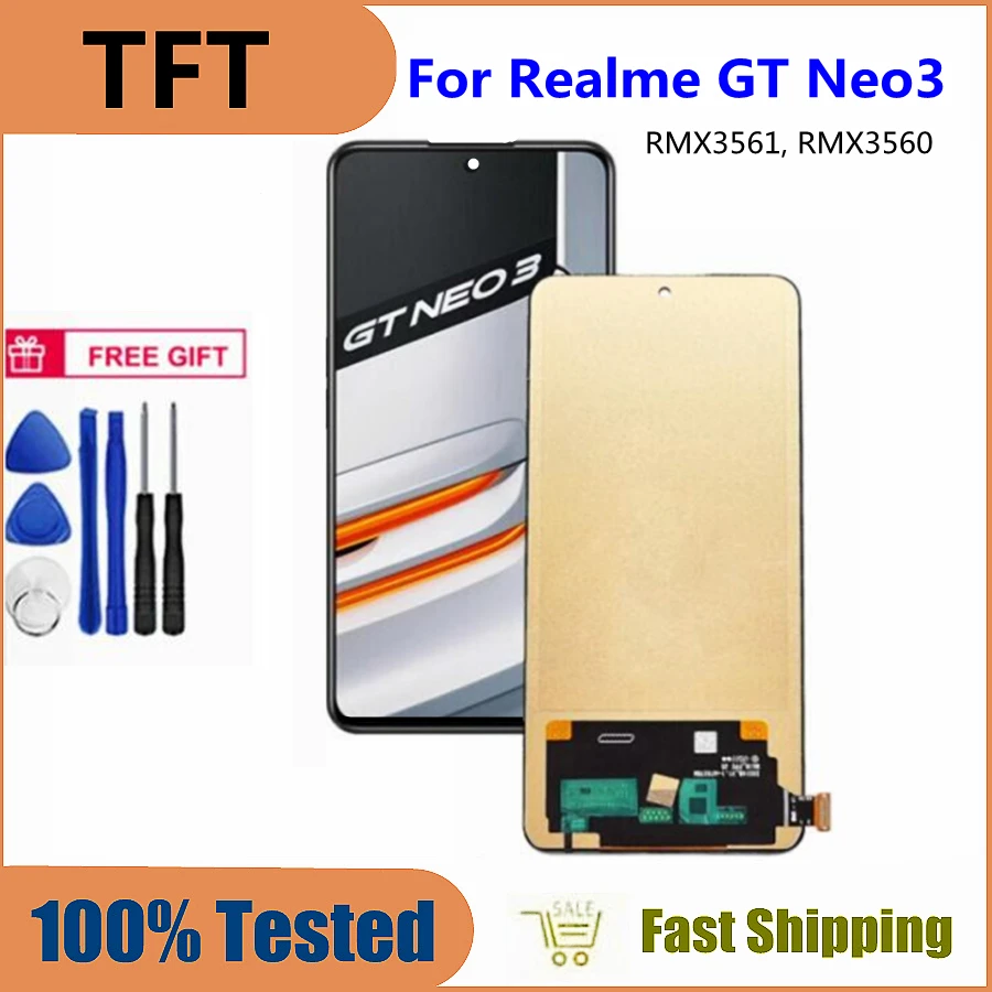 

TFT Black 6.7 Inch For OPPO Realme GT Neo 3 GT Neo3 LCD Display Touch Screen Digitizer Assembly For Realme GT Neo 3 Display