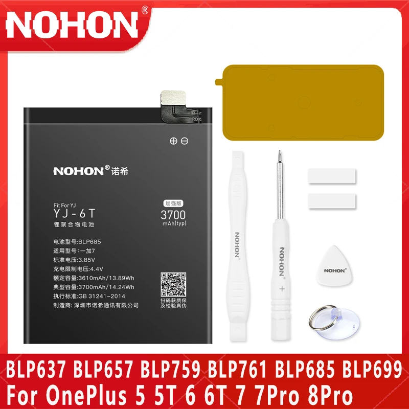 

NOHON Battery For OnePlus 6 7 8 Pro 6T 5T 1+5 1+5T A5001 A5010 BLP637 BLP657 BLP759 BLP761 BLP685 BLP699 Replacement Batteries