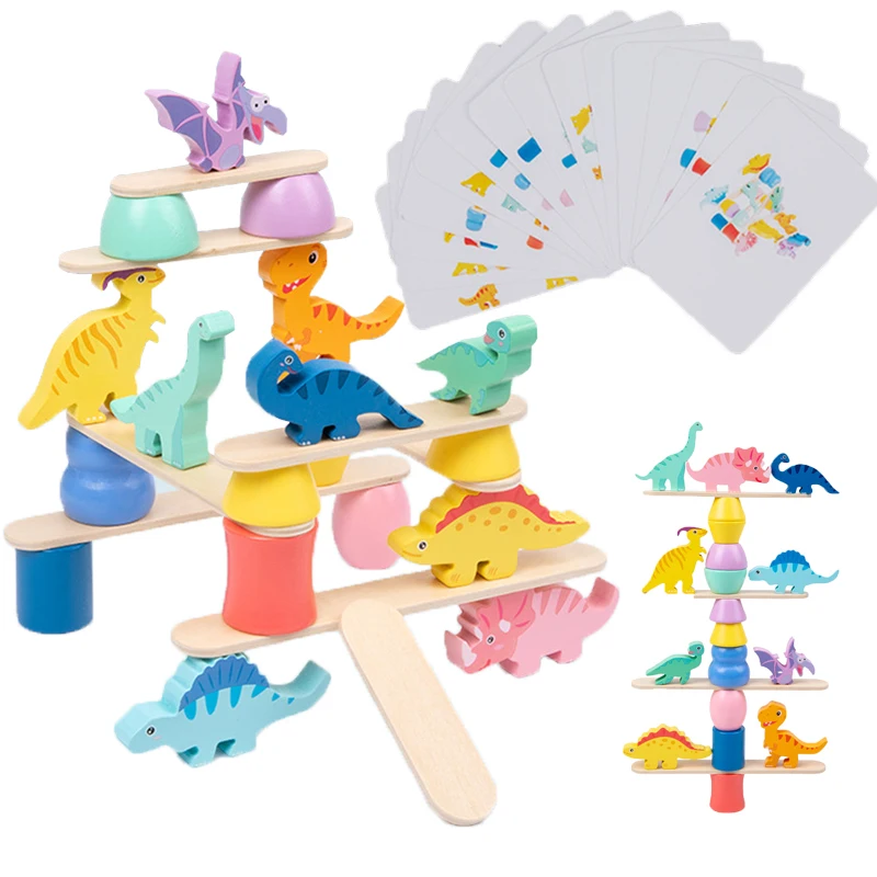 Animal Blocks Wooden Toys Matching Stacking Balance Thinking Sorting Board Game Montessori Sensory Educational Toys for Children - 4