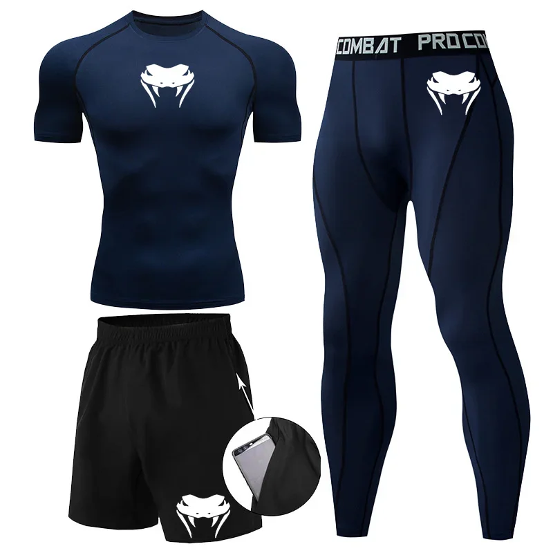 New MMA T-shirts+Pants Set Jiu jitsu Rashguard Men Bjj Muay Thai Jerseys Long Sleeve Boxeo Clothing Gym rshirt Tops Pants Shorts 3