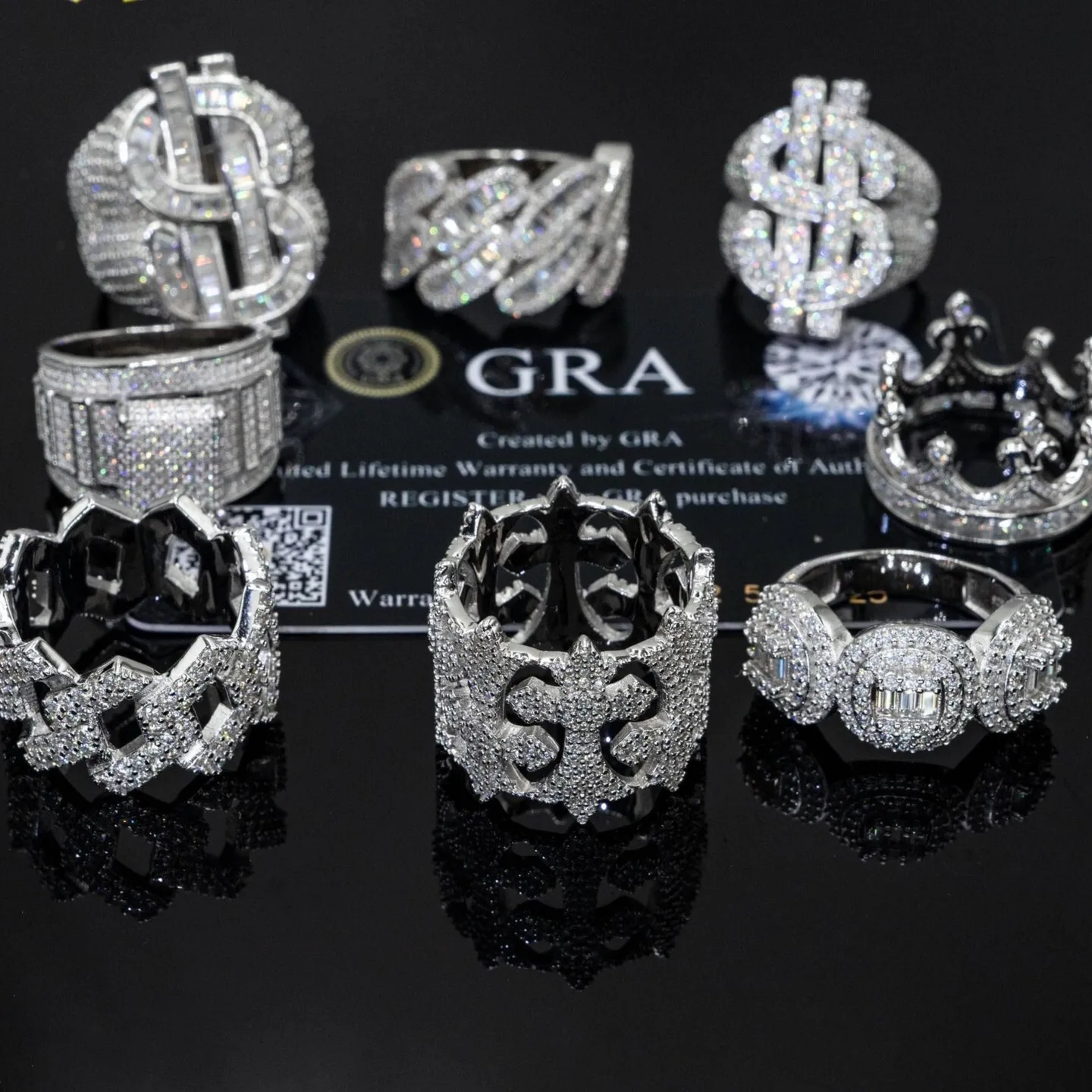 Hip Hop Moissanite Ring 3D Pattern 925 Silver VVS Moissanite Diamond Mens Fully Iced Out Championship Ring