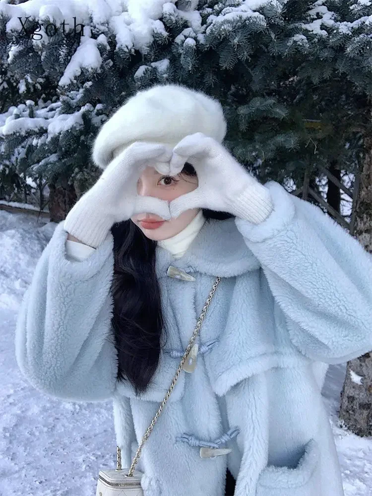 

Fashion Sweet Hooded Lamb Velvet Lady Padded Jacket Coats for Women Jaqueta Feminina Inverno Loose Fit Chaquetas Para Mujer