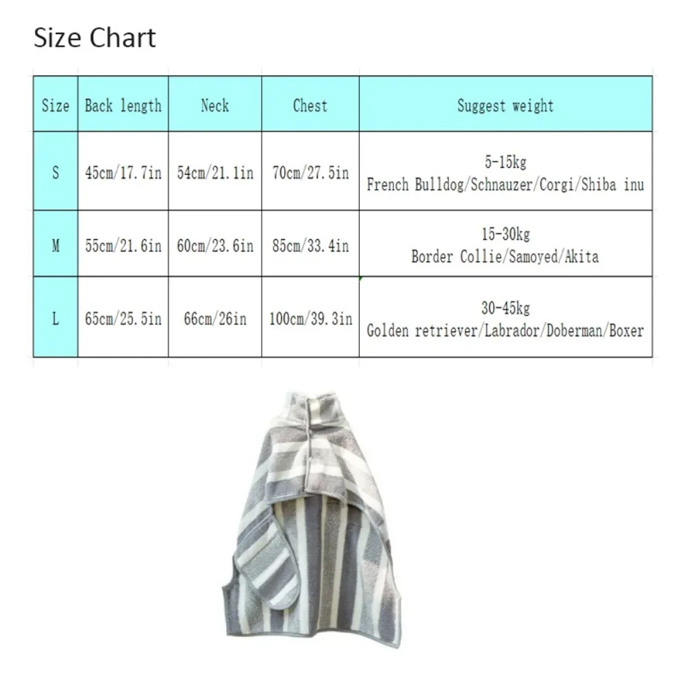 Pet Bath Towel Quick-Dry Fiber Dog Bathrobe for Medium Large Dogs