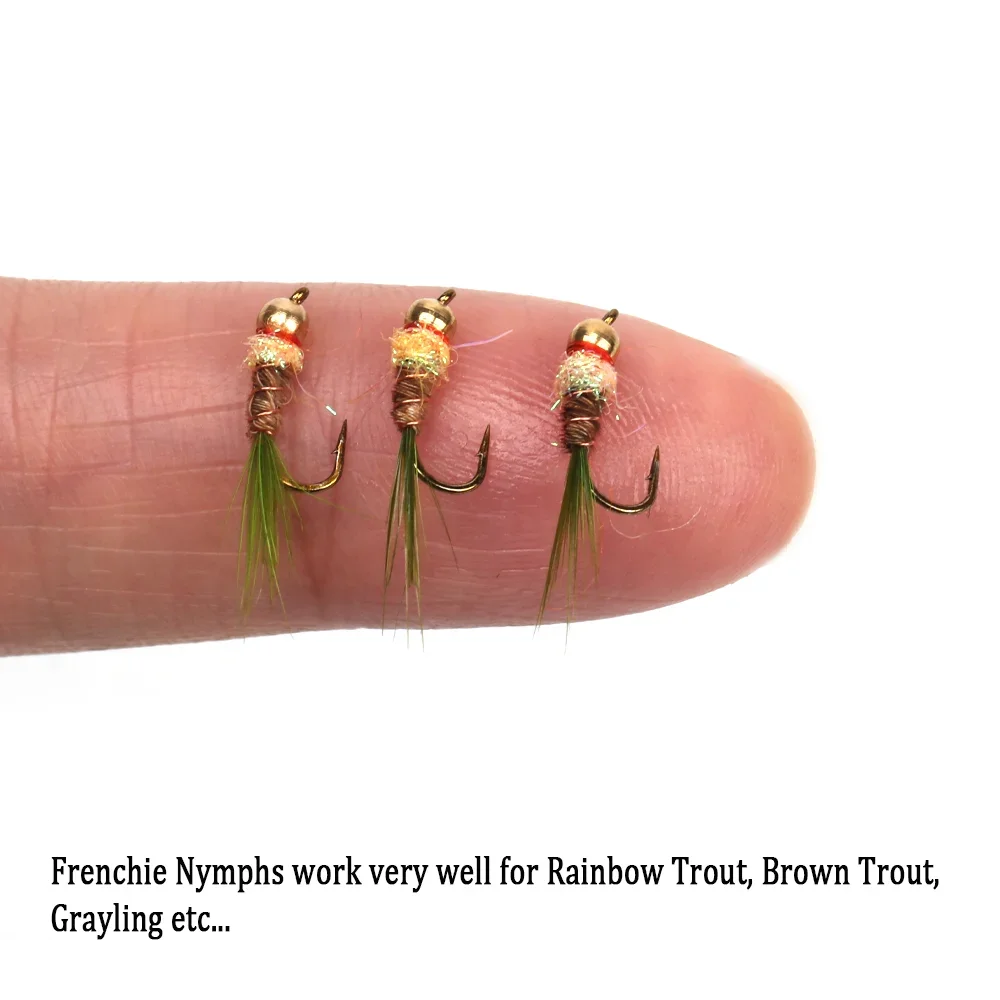 6 Nymphes Frenchie Pour Pêche à La Mouche – Tête Tungstène – Taille 14
