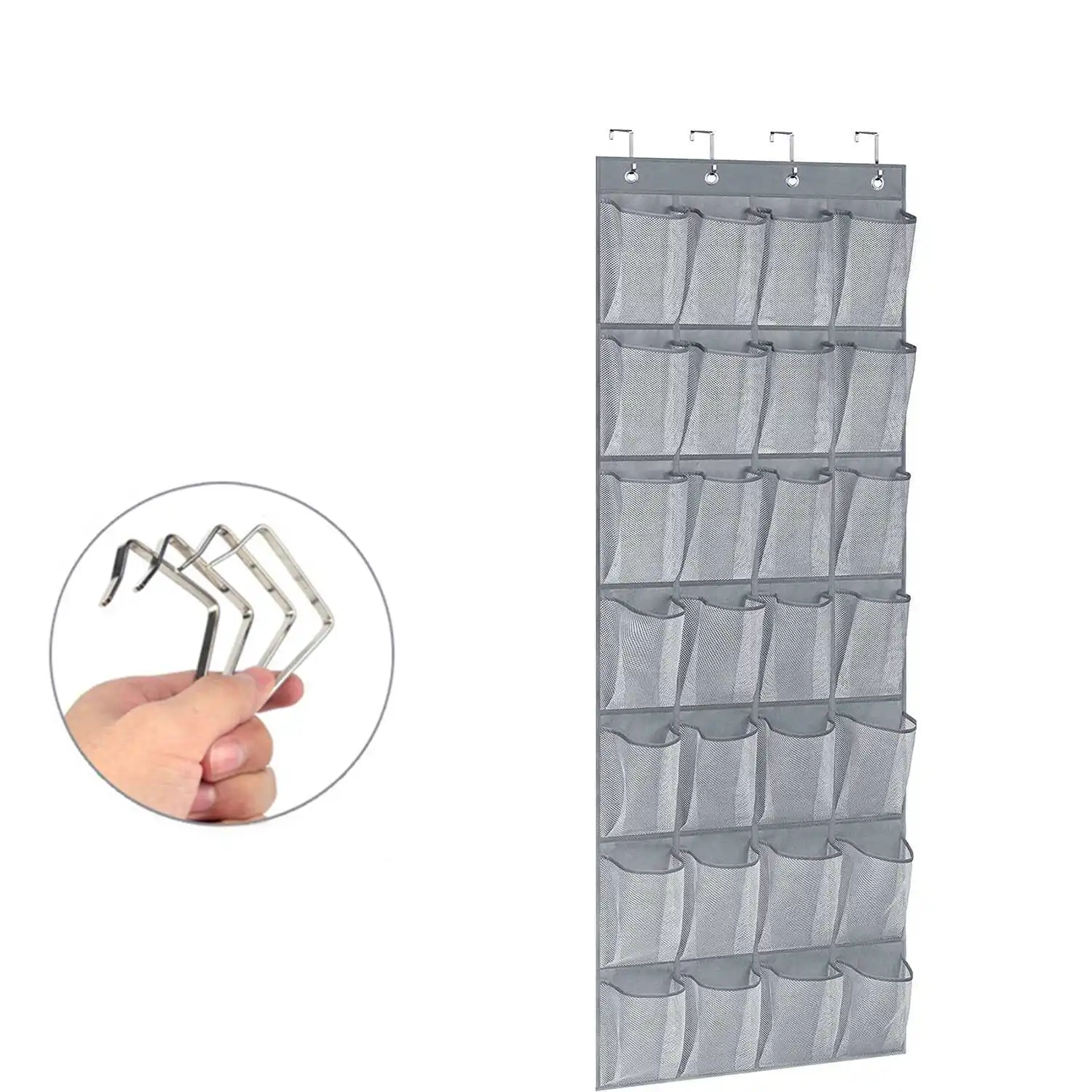 Sundries Shoe Organiser Clear Hanging Over The Door Cloth Fabric Closet Rack Mesh Pocket Box Bag Storage 28 Grid Wall-mounted 6