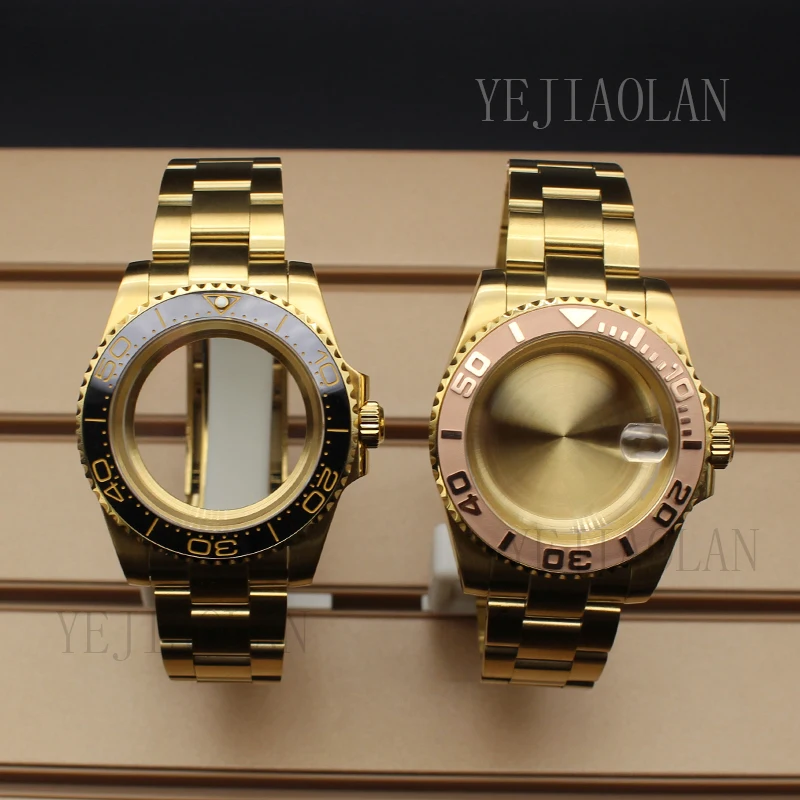 Oro 40Mm Cassa Orologi Da Uomo Cinturino Parti Per Seiko Nh34 Nh35 Nh36 Nh38 Miyota 8215 Movimento 28.5Mm Quadrante Daytona Lunetta In Ceramica