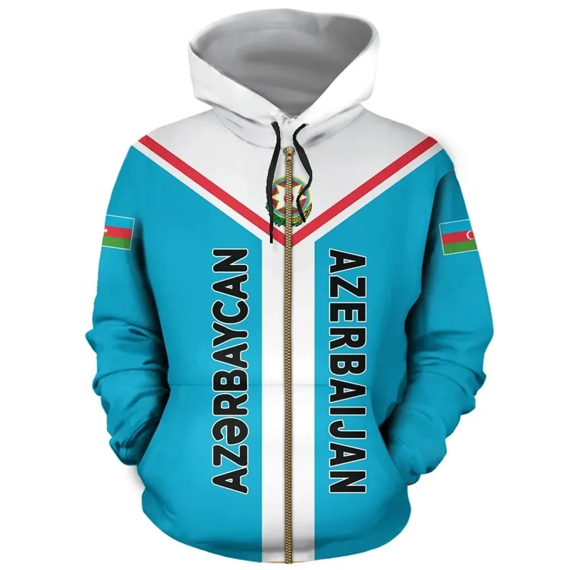 thumbnail image 1 of Sudadera con capucha con estampado 3D de bandera nacional de Azerbaiyán para hombre y mujer, ropa de calle de primavera, abrigo de manga larga, sudadera con cremallera, jerséis para hombre, 1 of 5