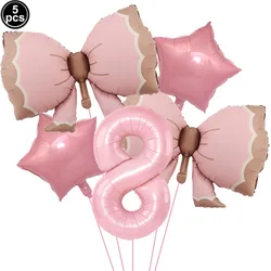Pink Bow Party Supplies: Elegant Disposable Tableware Set (Champagne)