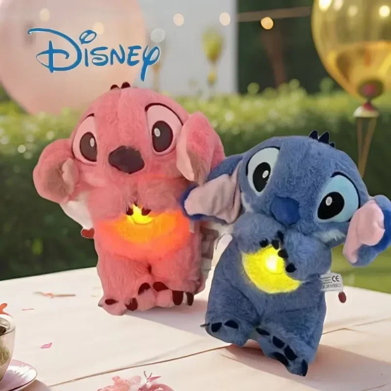 Stitch Anime Plush Doll Lighting Music Airbag Kawaii Appease Toy Baby Soothe Sleep Peluche Kids Gift