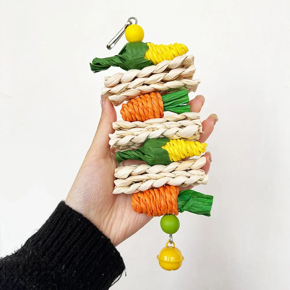 

Parrot Toys Grass Woven Corn Vine Ball Carrot Cork Chewing Toy Bird Cage Accessories For Cockatiel Hamster Rabbit