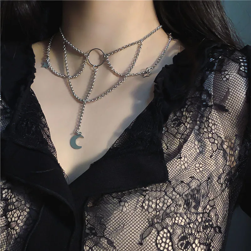 Gothic Choker Moon Black Grunge Chain Velvet Black Emo Necklace Collar  Jewelry - AliExpress