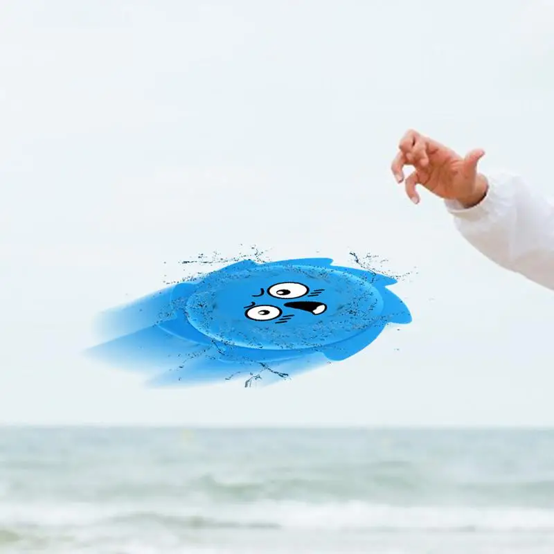 Water Flying Disc Cartoon Splash Fun Silicone Disc Toy Pool Water Toys Soft Throwing Skipping Discs For Summer Hot Days For