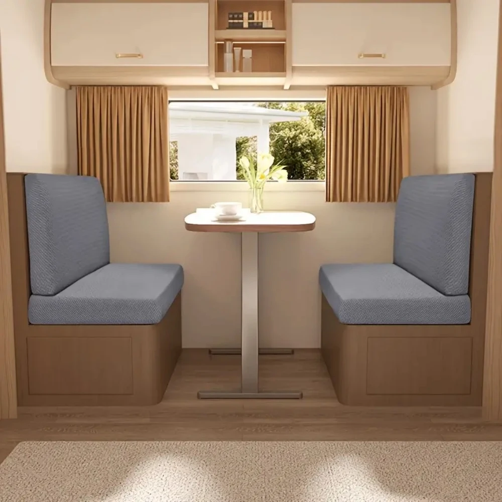 2pcs/set Stretch RV Dinette Cushion Covers Jacquard Elastic Armless Booth Seat Covers RV Camper Car Bench Recreational Vehicle 5