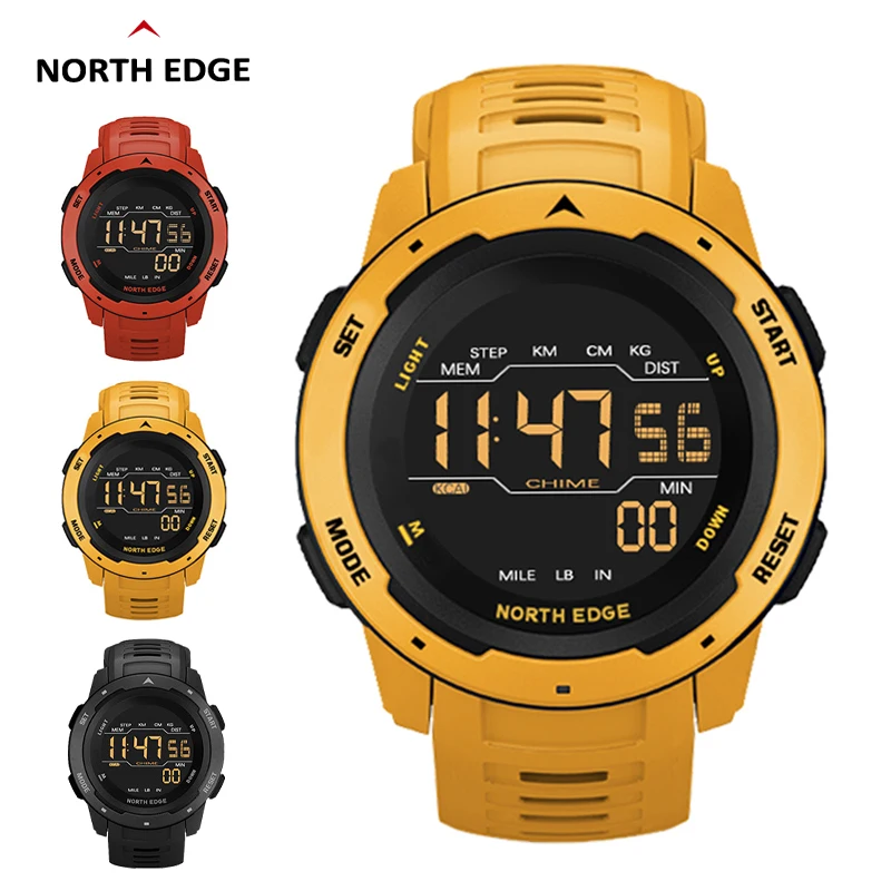 

North Edge Mars Outdoor Sports Watch Men Military Sports Fitness Watch Waterproof Pedometer Calories Stopwatch Alarm Clock Time