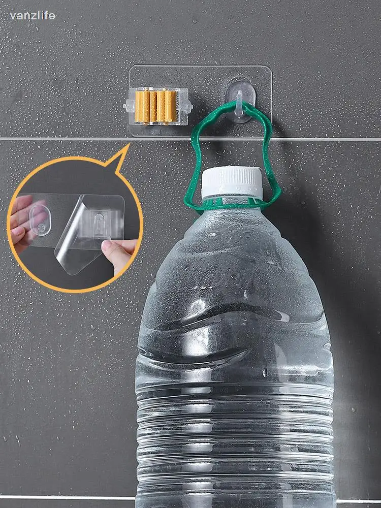 vanzlife Bathroom Wall Hanging Mop Rack Household Strong Paste Mop Hook Broom Storage Card Slot Clip Storage Rack