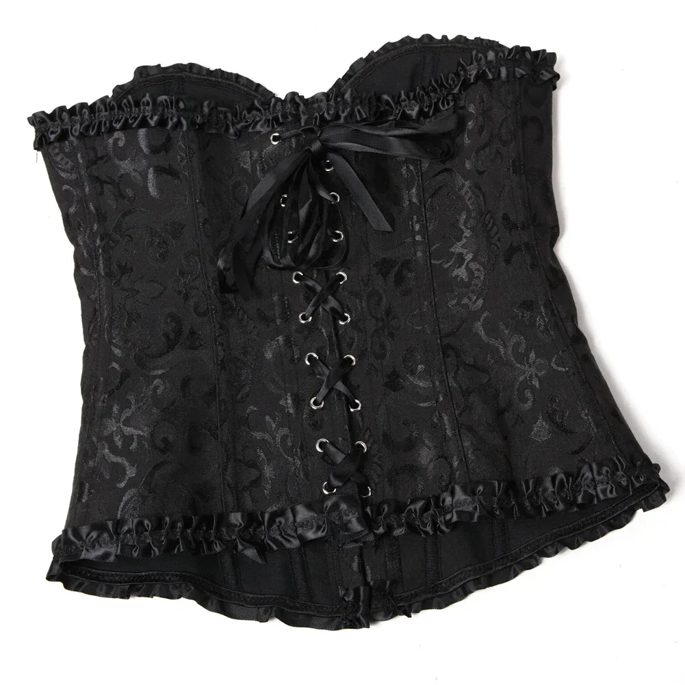 Description Picture 5 of itemSexy Bustiers And Corsets Floral Lace Tops Shapewear For Women Vintage Corset Gothic Overbust Satin Jacquard Corsets